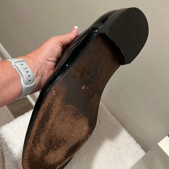 Pronto Uomo Firenze Black Patent Leather Lace Up Mens Shoes - Size 12D - Picture 5 of 7